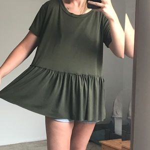 Olive Green Baby Doll Top